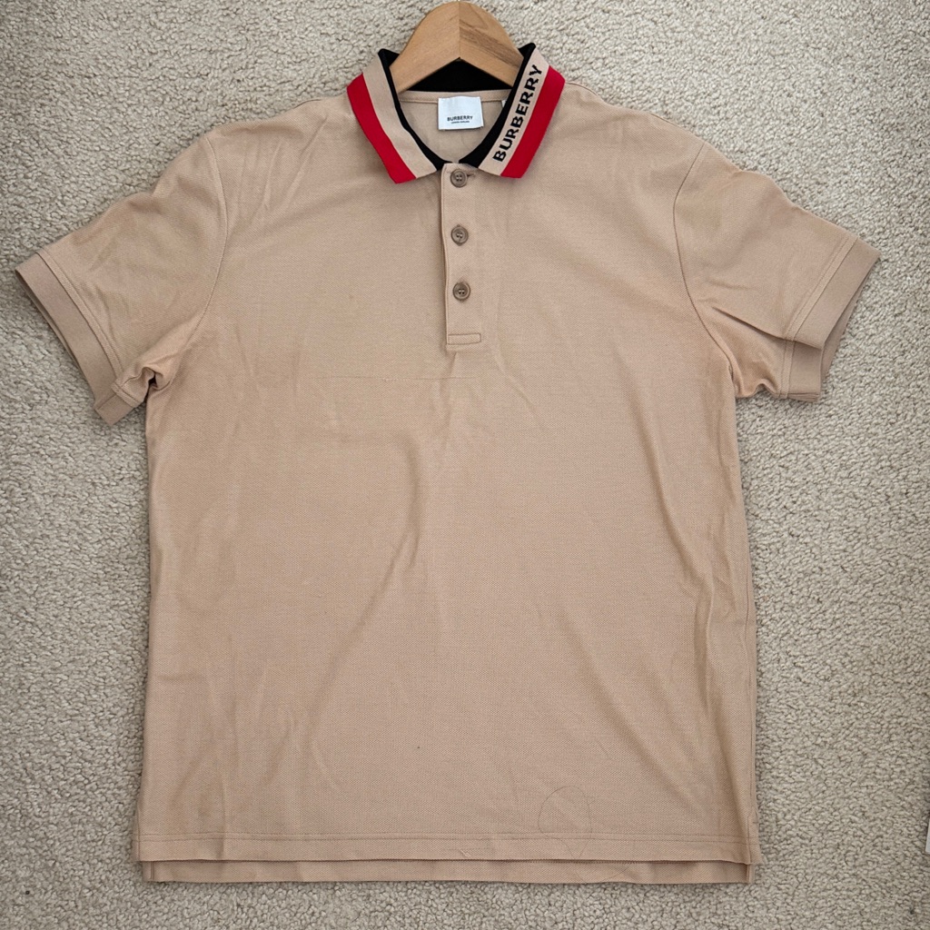 Burberry Beige Polo With Red And Black Trim